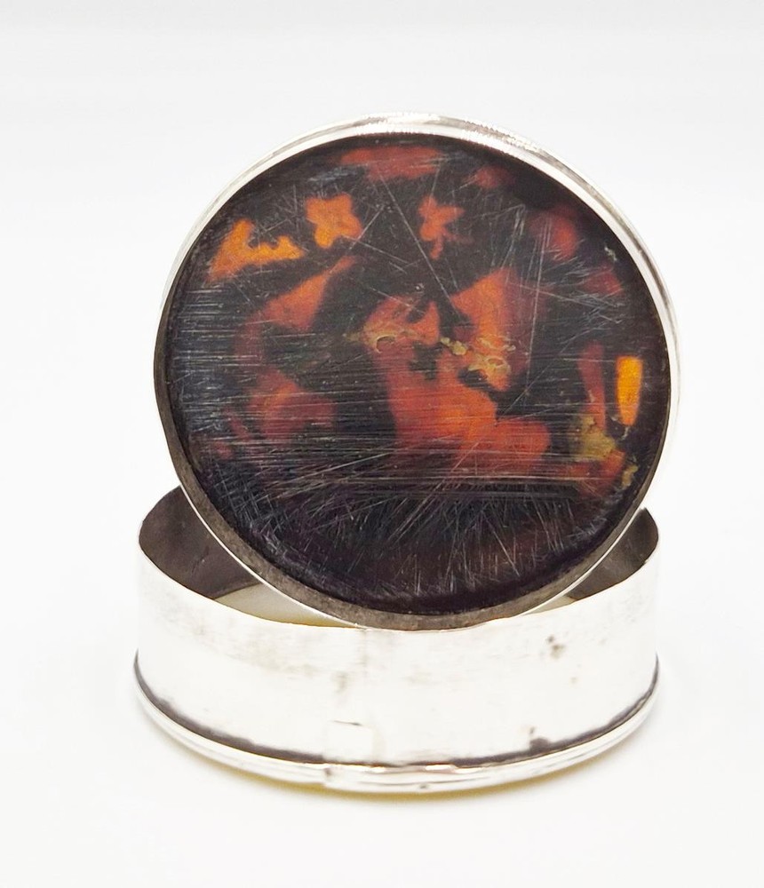 FINE GEORGIAN SOLID SILVER PIQUE WORK PATCH BOX c1760