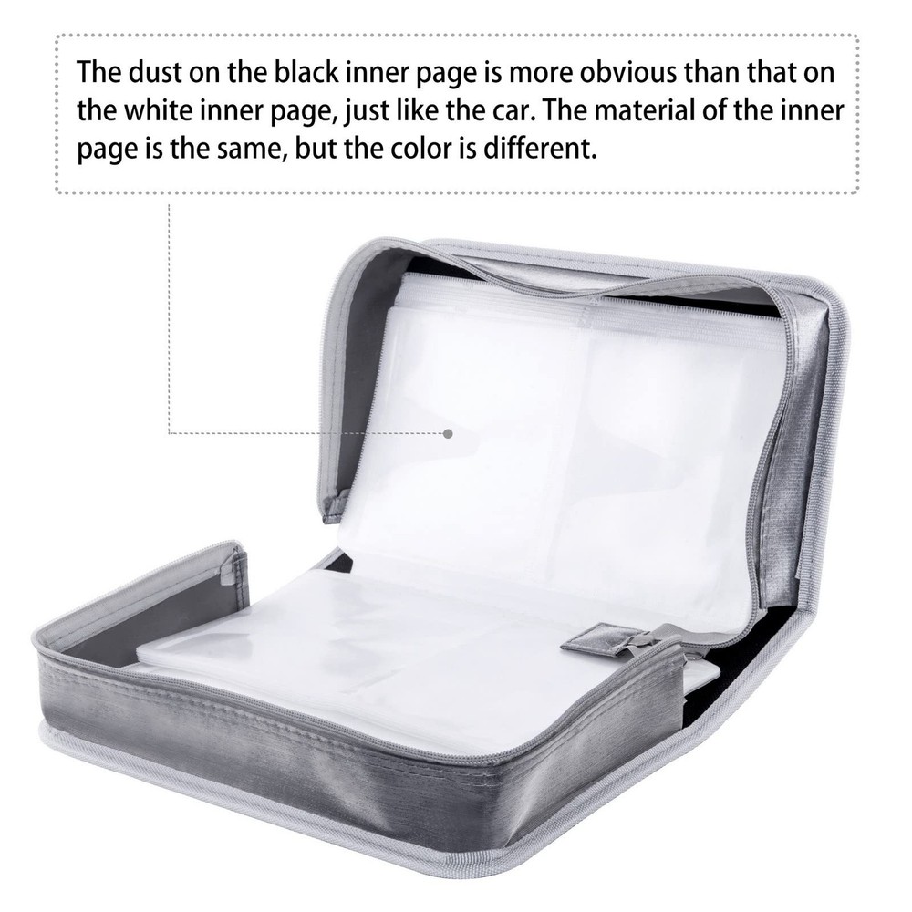 Siveit DVD Case, 128 Capacity CD/DVD Case Wallet Binder White binder, Silver