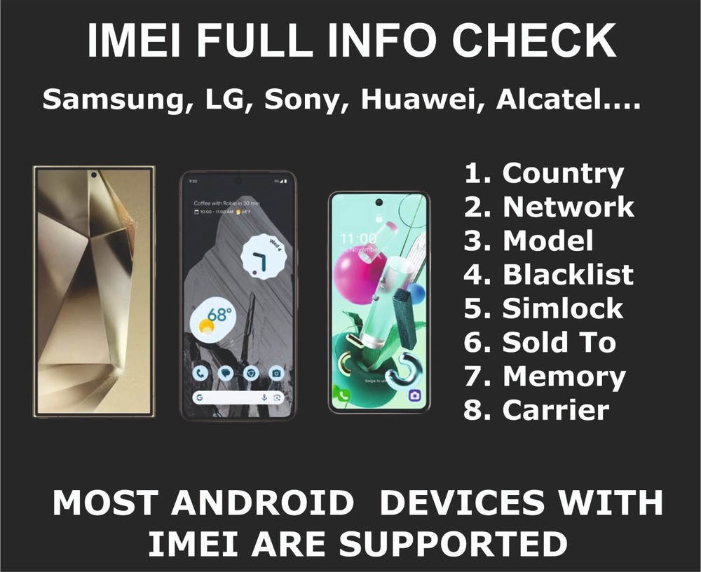 Android Devices Full Info Check, Carrier, Network, Sold by, Country, All Models