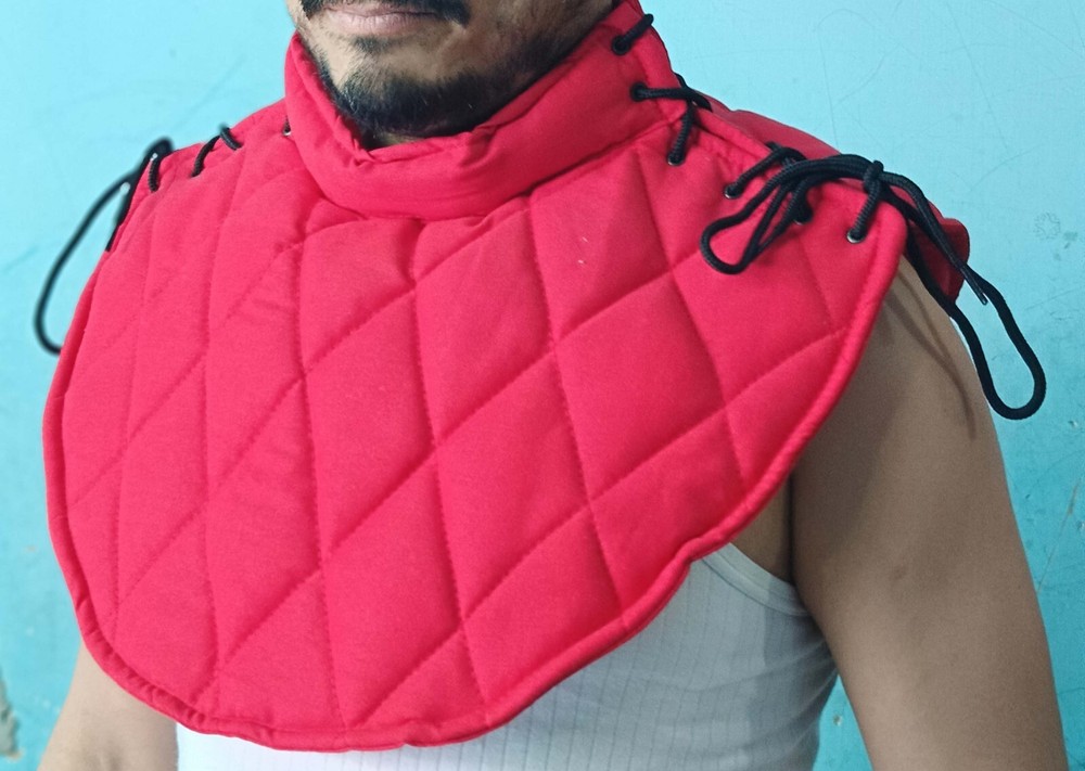Thick Padded Cotton Collar Neck Protector Reenactment Medieval Armor Red Color