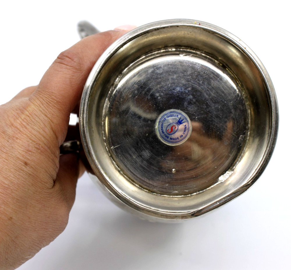 Studio Silversmith Judaica Silver Plated Two Handled Grapes Hand Washing Cup