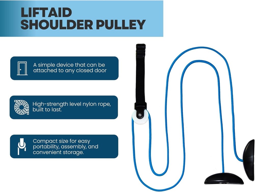 LiftAid Shoulder Pulley for Physical Therapy with Exercise Guide - Blue