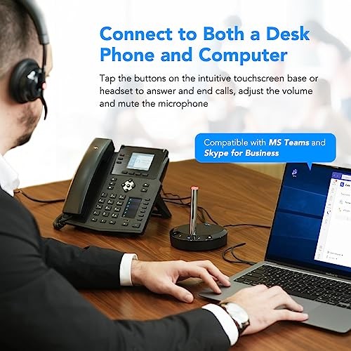 UC Dect Wireless-Headset with Noise-Cancelling-Microphone - Work with Desk