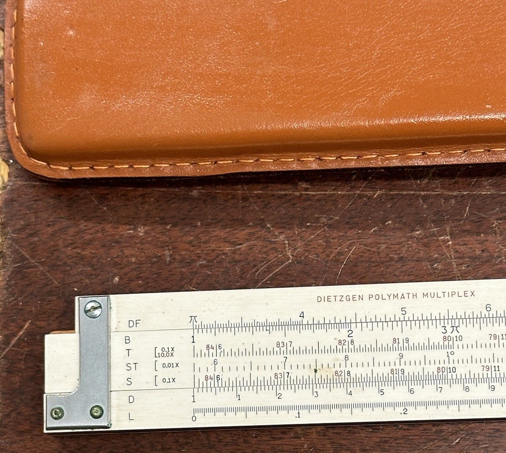 VTG Eugene Dietzgen Co Slide Rule Micromatic Vector Type Log With Leather Case