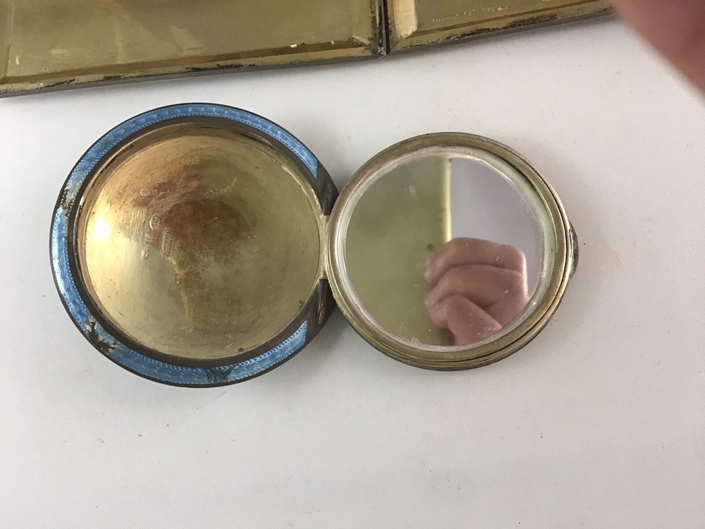 Antique AUSTRIA .935 SILVER COMPACT & CIGARETTE CASE Guilloche CINDERELLA!