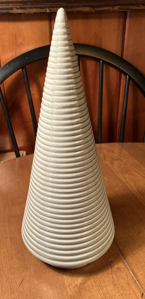 Bee & Willow Large Grey Ceramic Cone Tree Christmas Winter Holiday Decor 13"