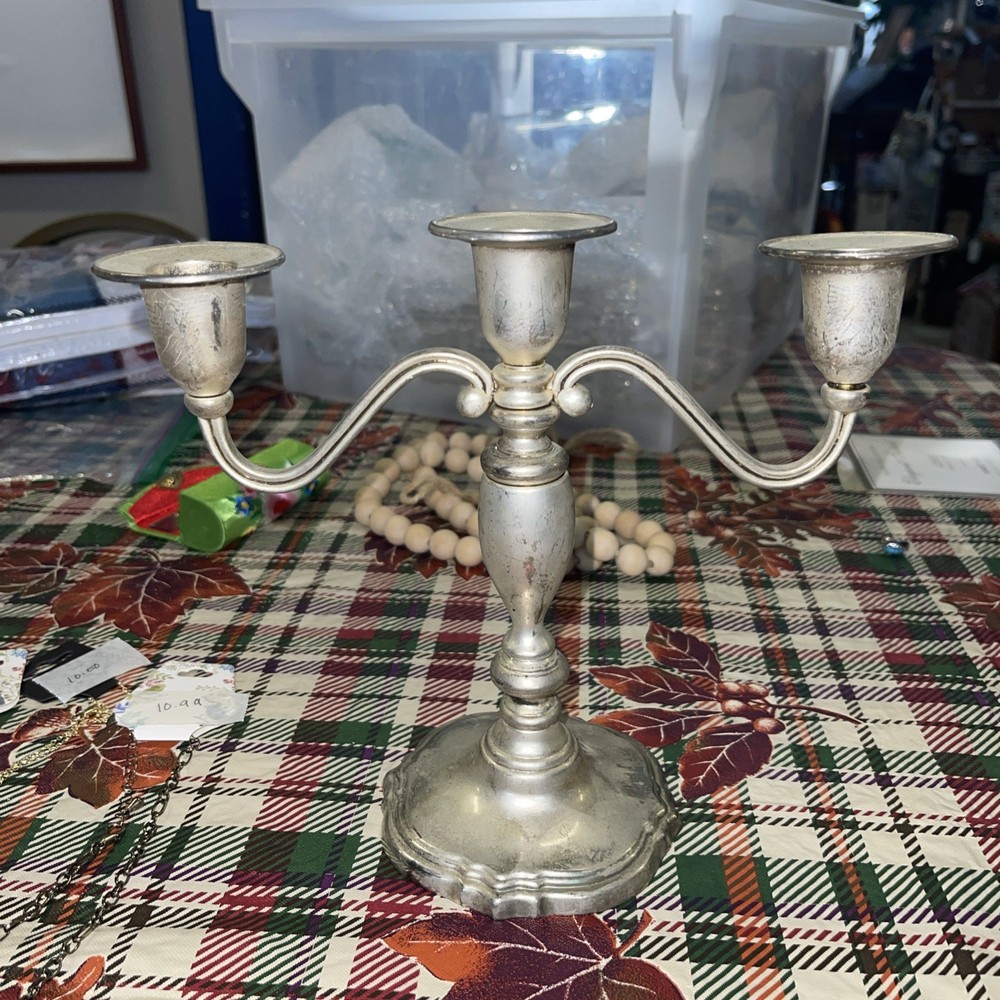 VINTAGE Silver Plated Candle Stick, No Makers Mark