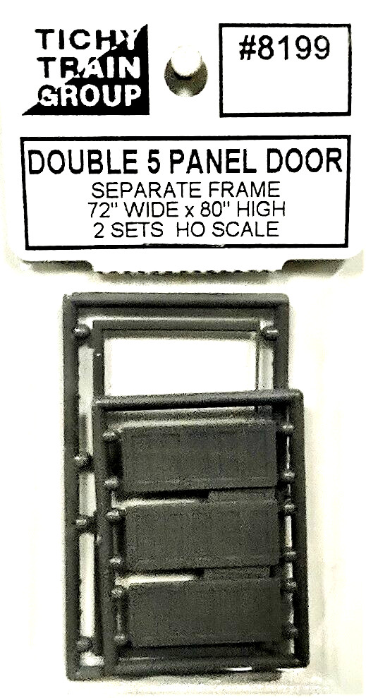 HO Scale Tichy Train 8199 5-Panel Double Door w/Separate Frame pkg (2)