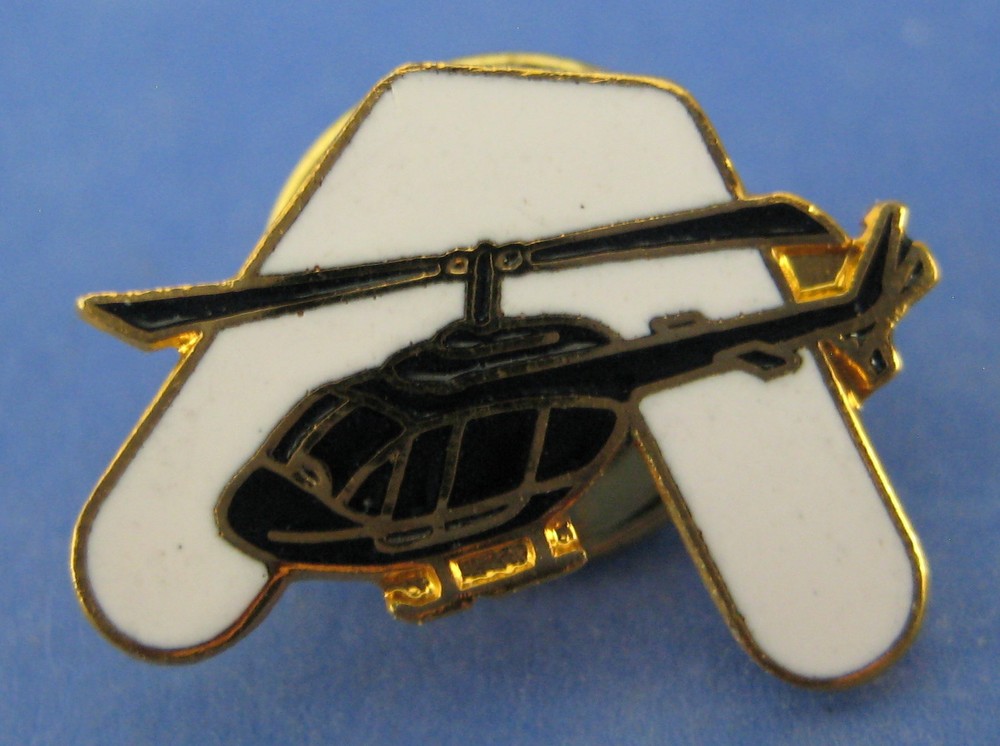 Blue Helicopter Lapel Pin White Enamel A Butterfly Clasp Closure