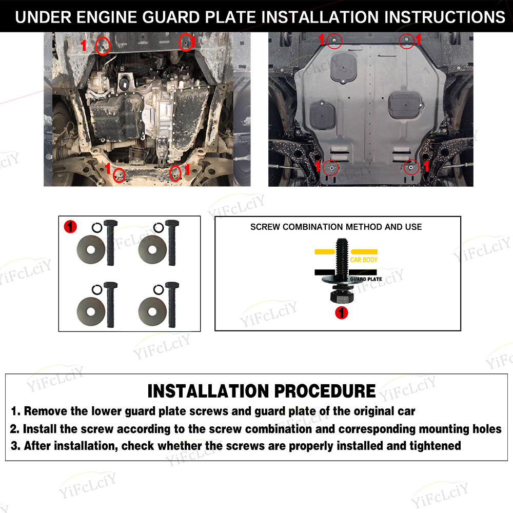 Engine Splash Shield For Mitsubishi Outlander 16-20 Under Guards Mudguard Black