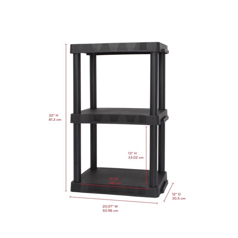 Durable 3 Tier Plastic Shelving Unit Easy Assembly Heavy Duty Storage Solution