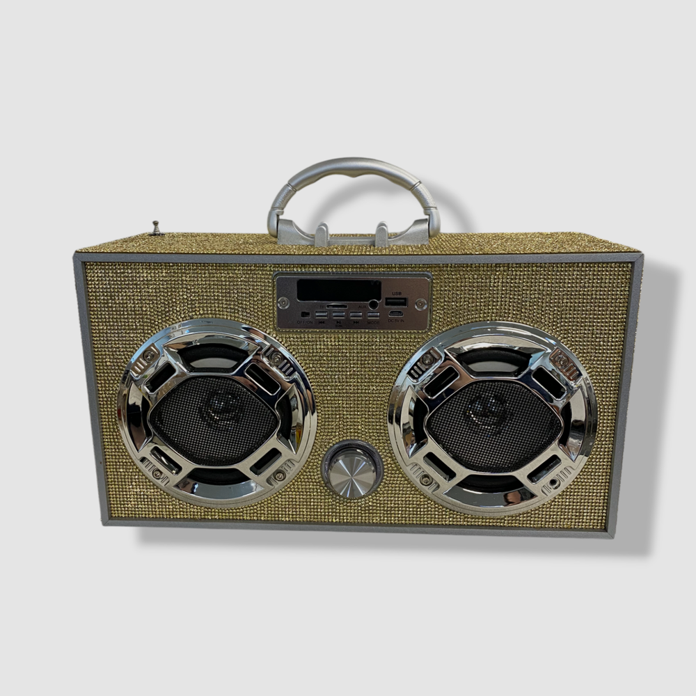 Wireless Express Bling Gold Portable LED Boombox Bluetooth Speaker