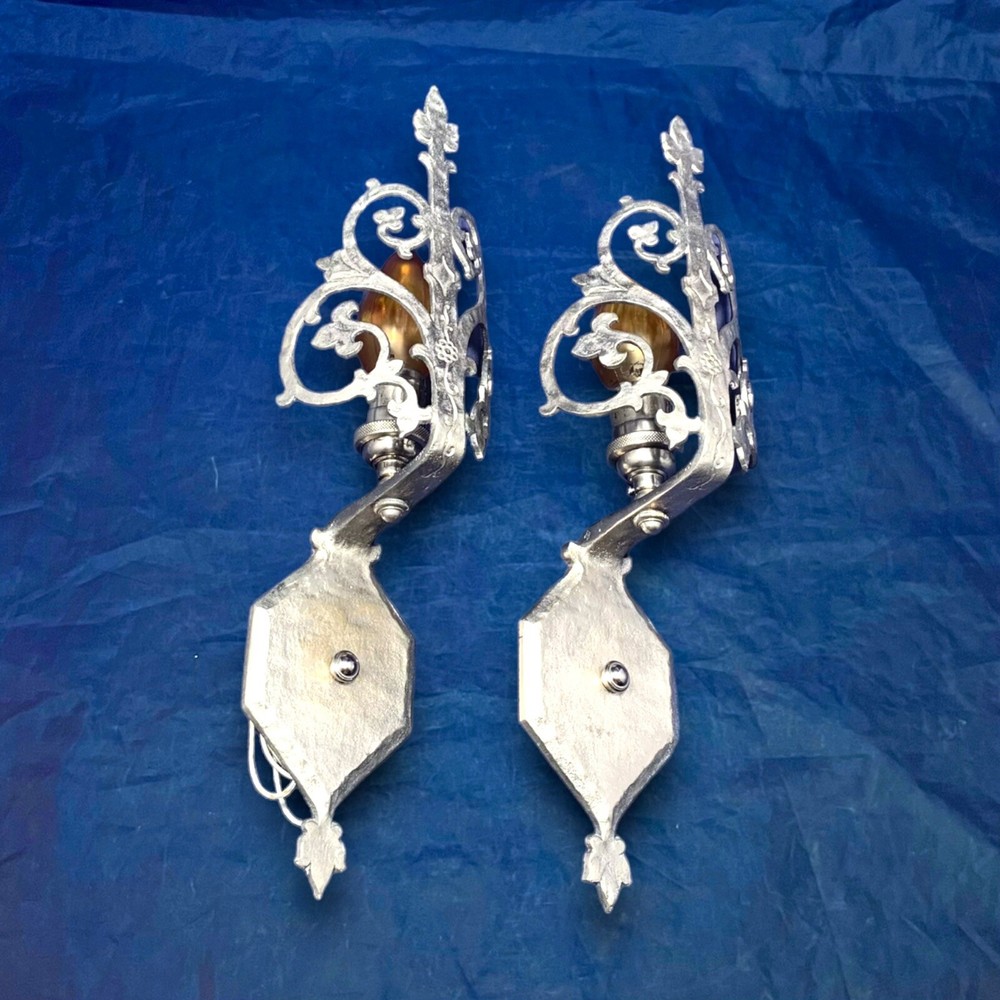 Rewired Pair Antique Beardslee Wall Sconces Pair Rare 53K