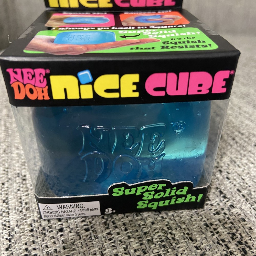 NEW Nee Doh Nice Cube Super Solid Squish Toy BLUE NEW