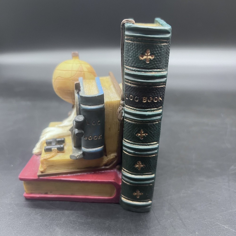 Nautical Themed Bookends With Globe, Anchor, Log Book, And Binoculars