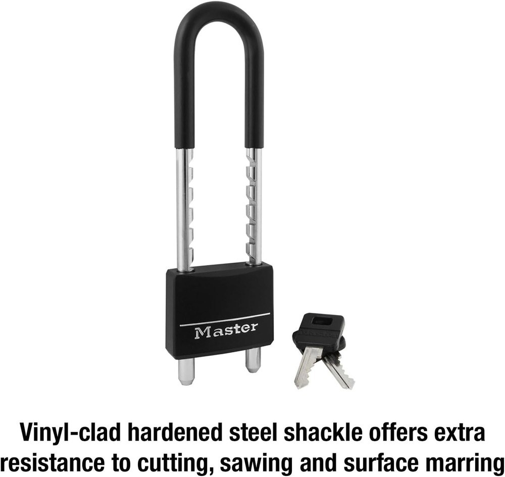 Master Lock 527D Adjustable Shackle Padlock with Key Vinyl-Covered Aluminum