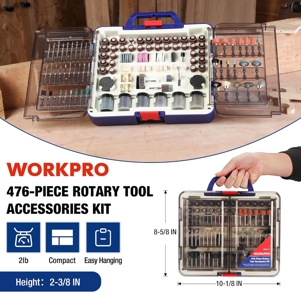 476PCS Rotary Tool Accessories Kit, Rotary Tool Bits for Easy Cutting, Sanding,