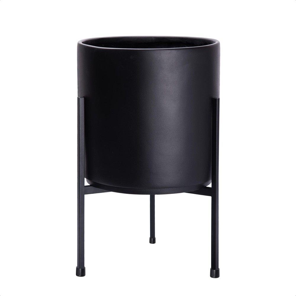 D'vine Dev Modern Black Plants Pot Cylinder Planter Medium 10 Inch,