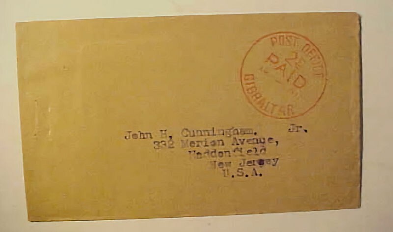 GIBRALTAR 2D PAID HANDSTAMP TO US