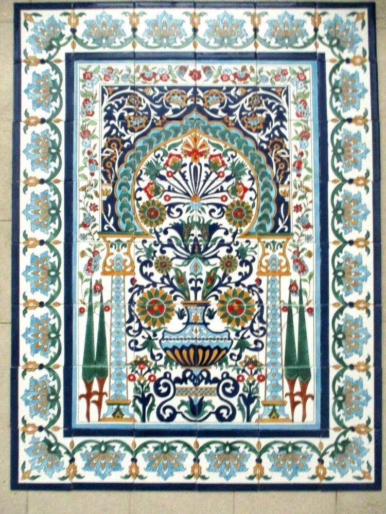 36" x 48" Hand painted Ceramic tile art panel Mosaic wall mural Backsplash