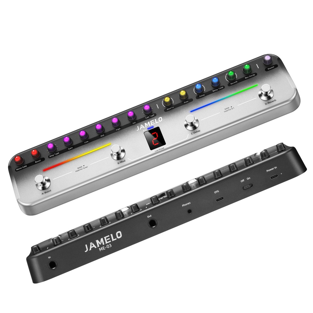 JAMELO Multi Effects Guitar Pedal Processor 8 Amp 8 IR Bluetooth fr Phone PC App