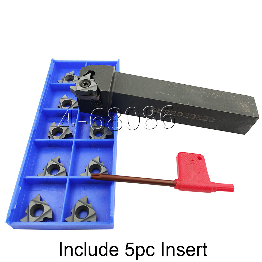 5PC Carbide inserts 22ER N60 + SER2020K22 Threade Turning Tool indexable holders