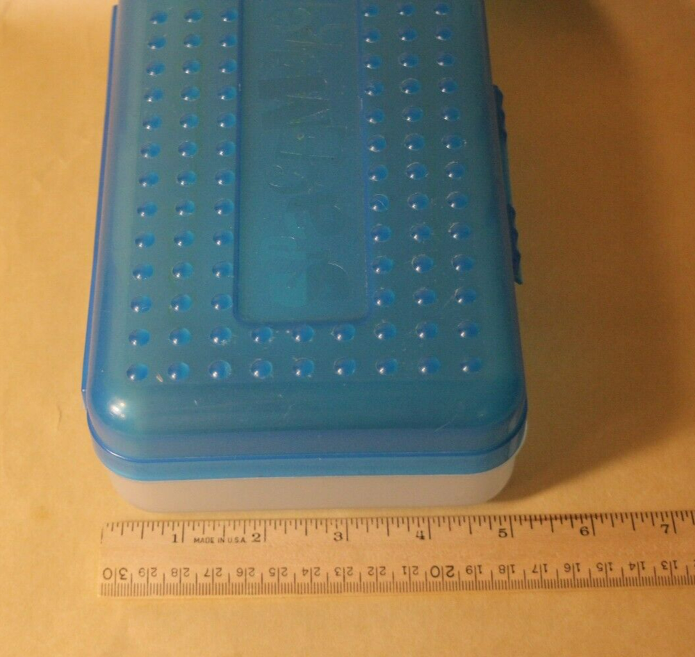 Spacemaker Pencil Box Light Blue & Frosted Vintage 90's Plastic Storage Case