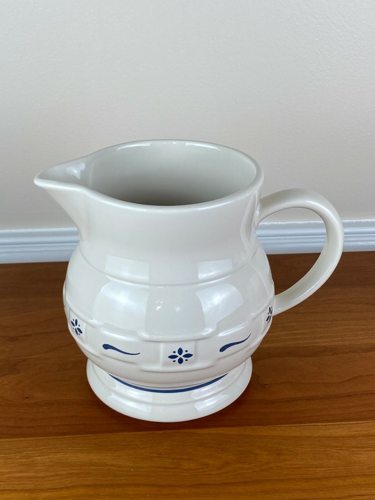 Longaberger WOVEN TRADITIONS CLASSIC BLUE 64 oz 7" Pitcher: MINT