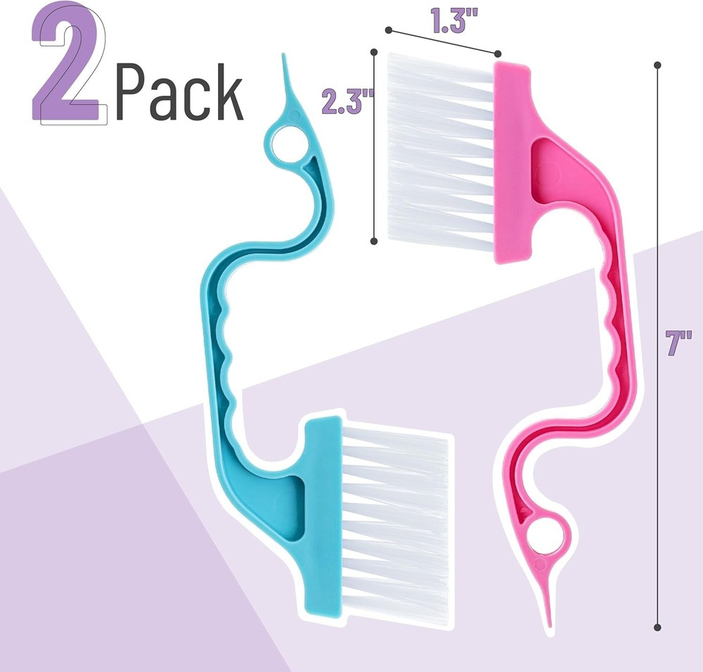 2-Pack Durable Cleaning Brushes for Window Tracks, Ergonomic Plastic Handle