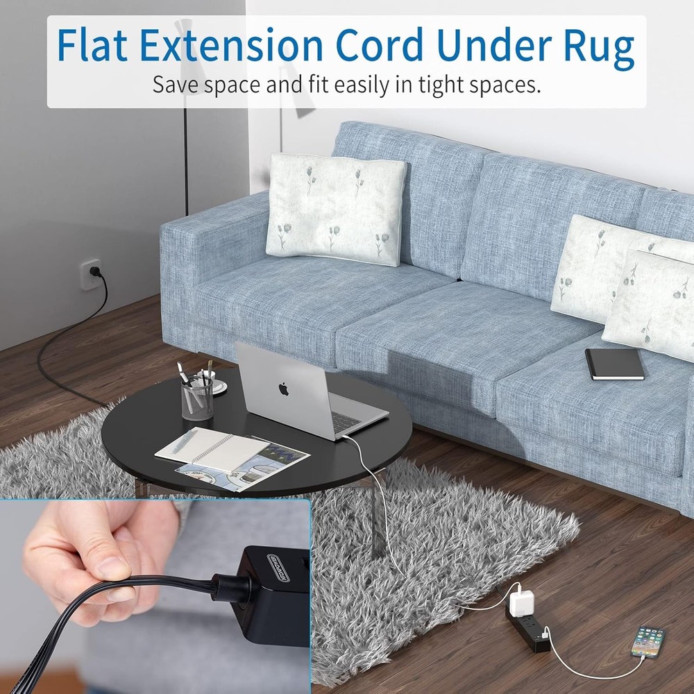 Flat Plug Extension Cord 25 Ft, NTONPOWER Ultra Thin Flat Extension Cord Under..