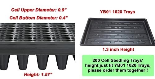 200 Cell Seed Starter Tray - 10 Pack Durable Plastic Flats for Vegetable & Fruit