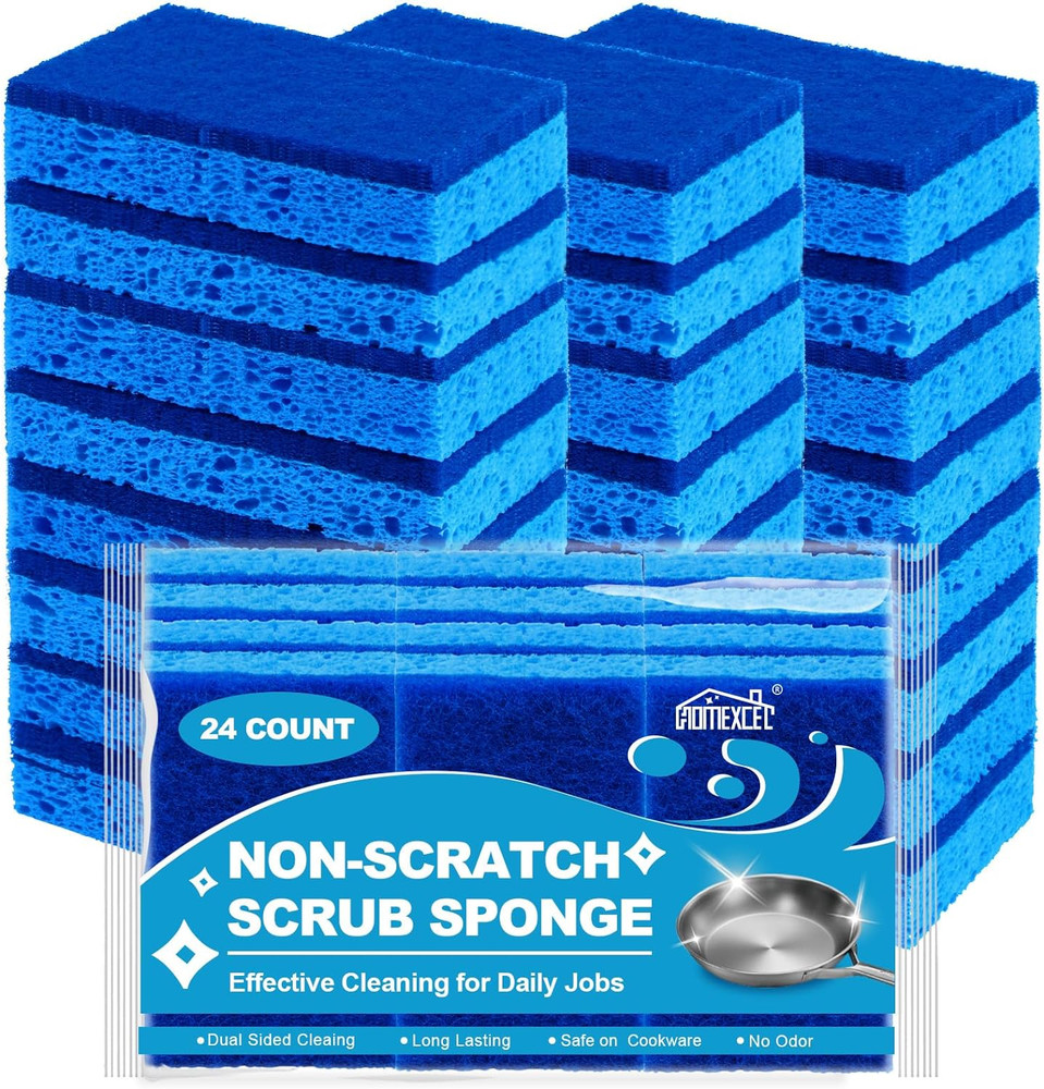Non Scratch Scrub Sponges 24 Pack Kitchen Dish Cleaning Pads