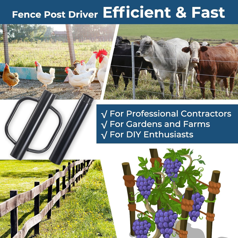 20LB Heavy Duty Fence Post Driver with Handle - 2.7" Inner Diameter