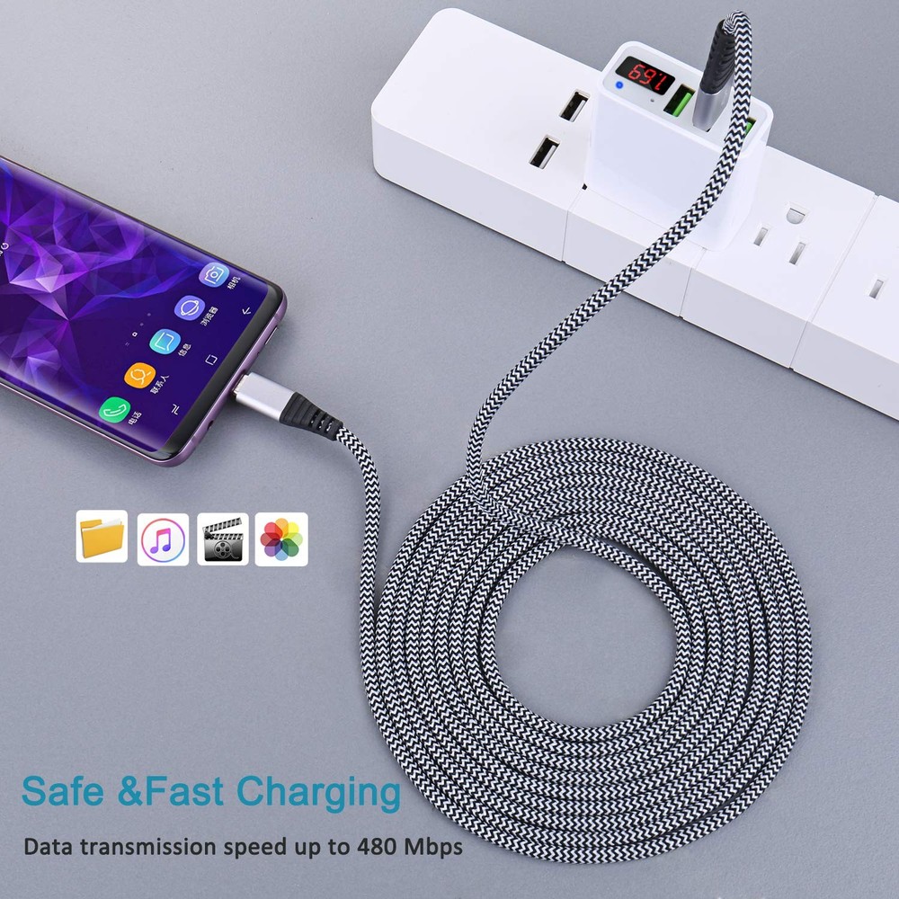 USB Type C Charger Cable, 6-Pack 10ft USB C Cable Fast Charging Braided Type ...