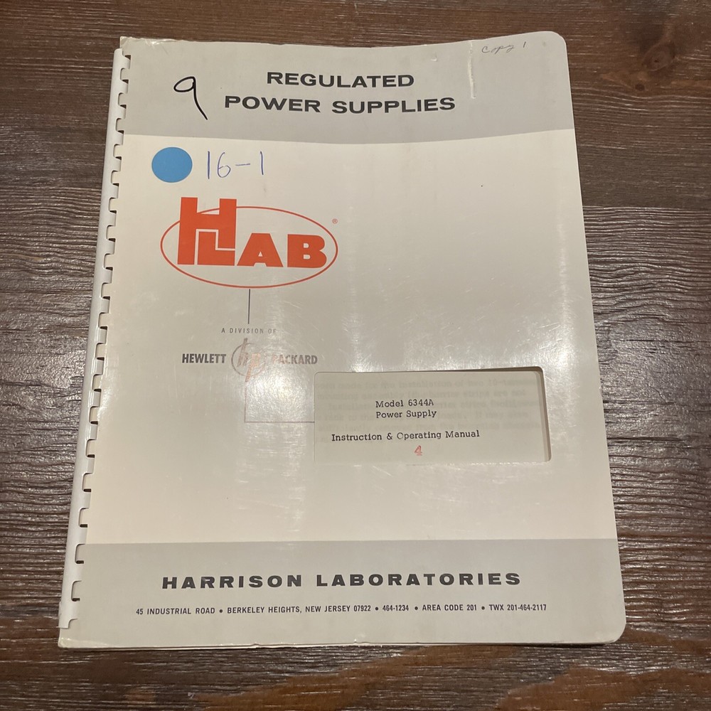 HP 6344A  Power Supply Instruction & Operating Manual