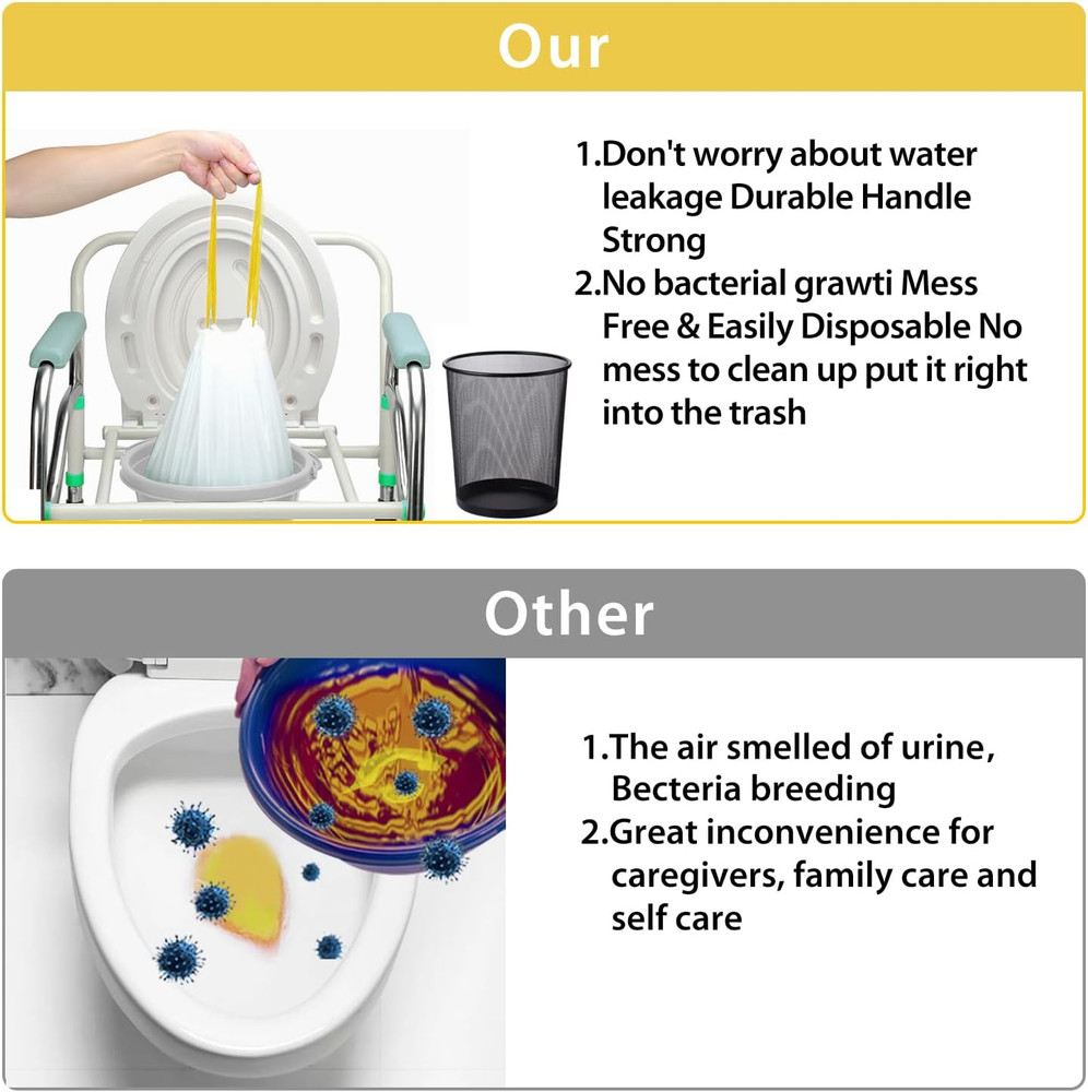 Commode Liners with Absorbent Pads for Bedside Commode, 100 Lemon Scented Bedsid