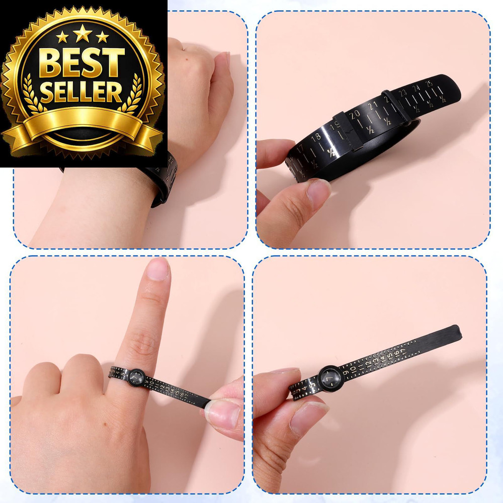 JIYIN 6 Pcs Ring Bracelet Sizer Measuring Tool, Reusable Finger Sizing Black