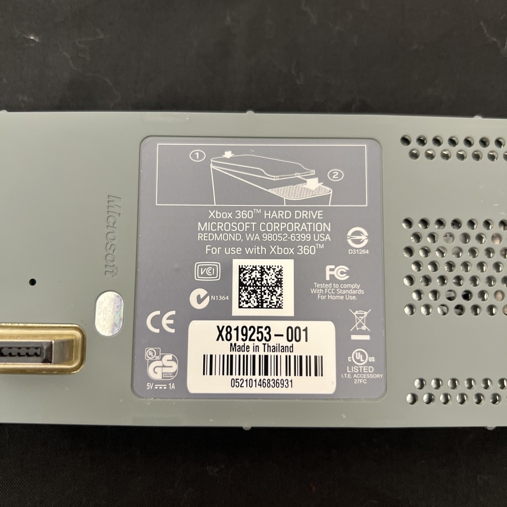 Microsoft Xbox 360 External Hard Drive HDD X819253-001 60GB-Untested
