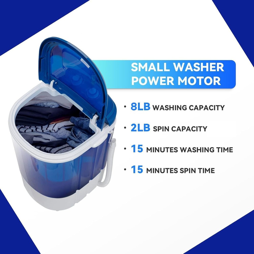 Portable Mini Washing Machine 8 lbs Washing Capacity Semi-Automatic Compact