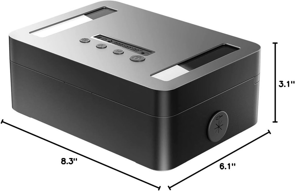 Metal Time Lock Box with Emergency Unlocking, Phone Timed Locked Small, Black