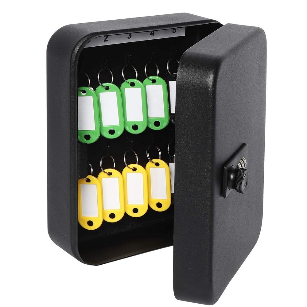 20 Key Storage Lock Box with Code, Wall Mount Metal Security Key Cabinet with...