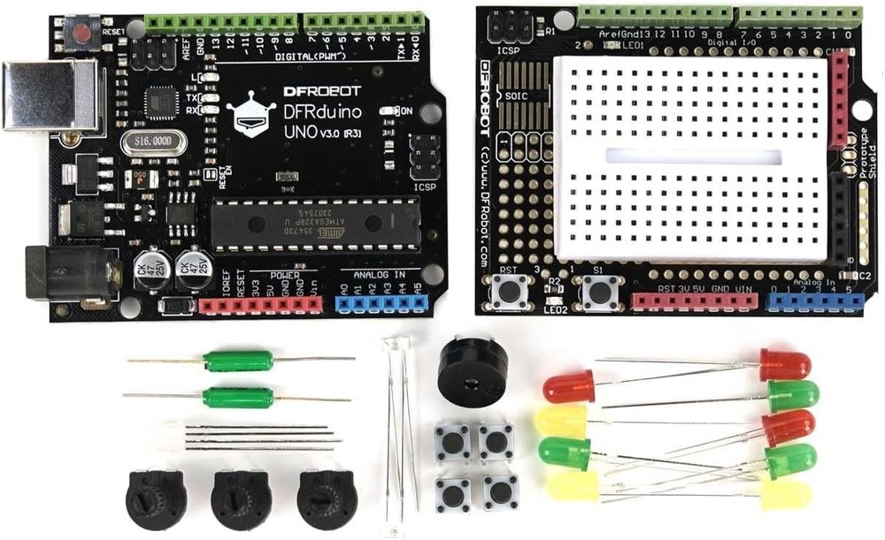 DFRobot Basic Arduino UNO R3 Starter Kit with 83 Components & 12 Projects
