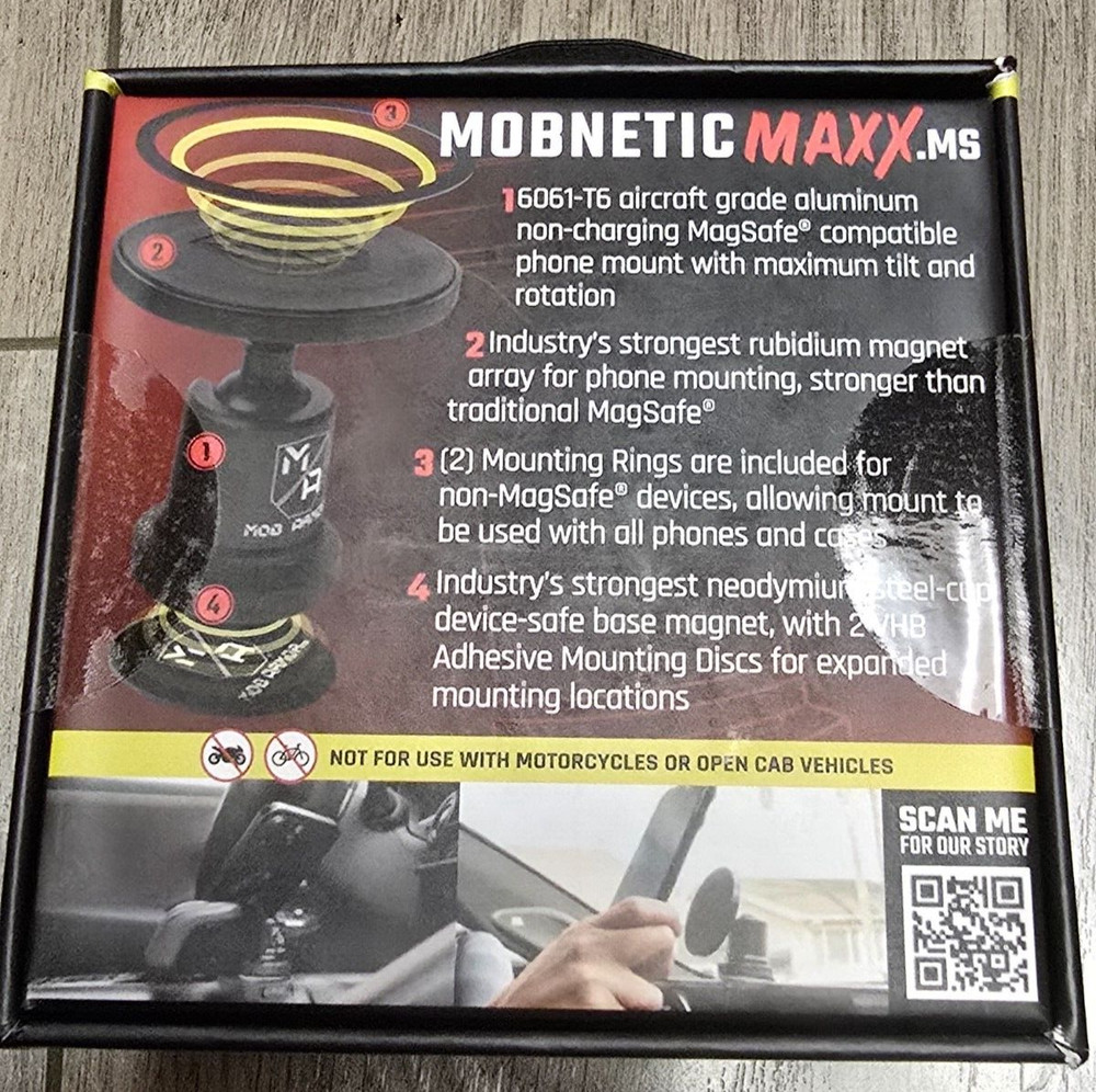 Mob Armor MobNetic MAXX non-charging Magsafe Phone Mount System #MOBN-MX-BLK-MS