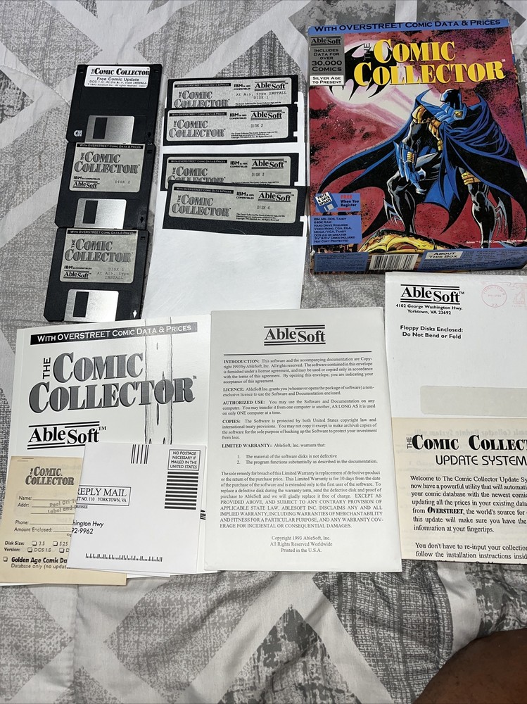 1993 AbleSoft “The Comic Collector” IBM/Tandy MS-DOS 3.5” & 5.25” Discs