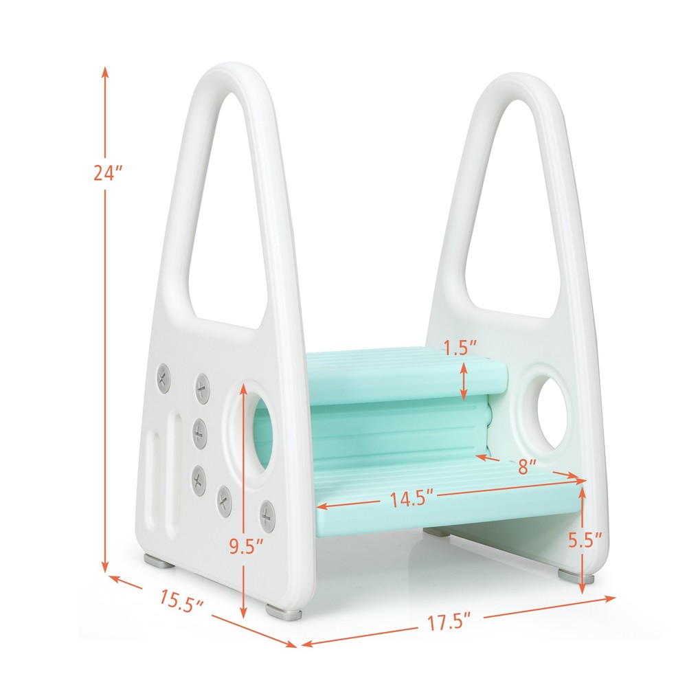 Kids Step Stool Learning Helper w/Armrest for Kitchen Toilet Potty Training Blue