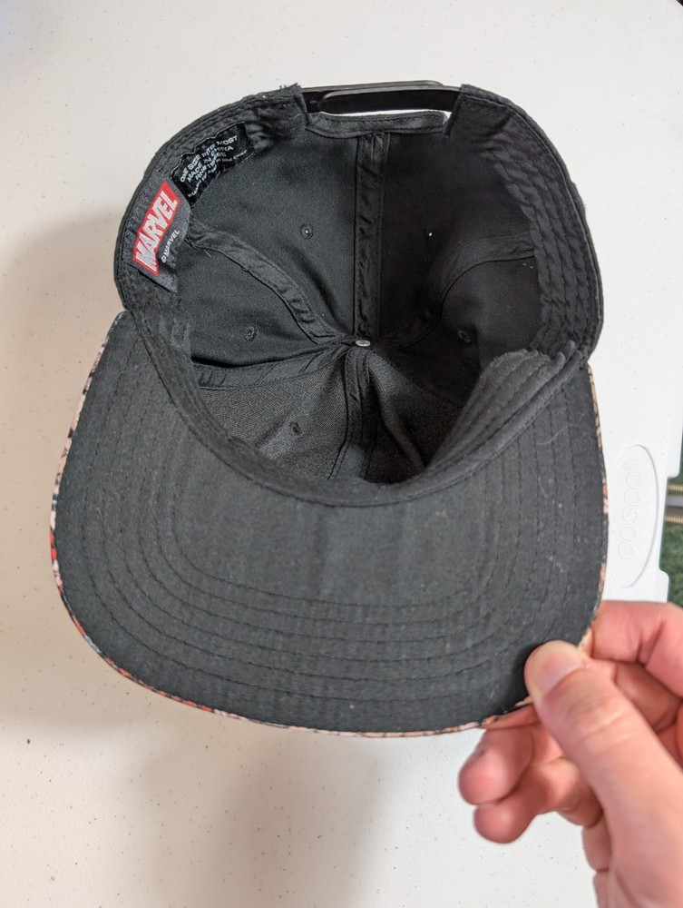 Marvel Deadpool Black Snapback Hat One Size RN#115665 Action Brim Design
