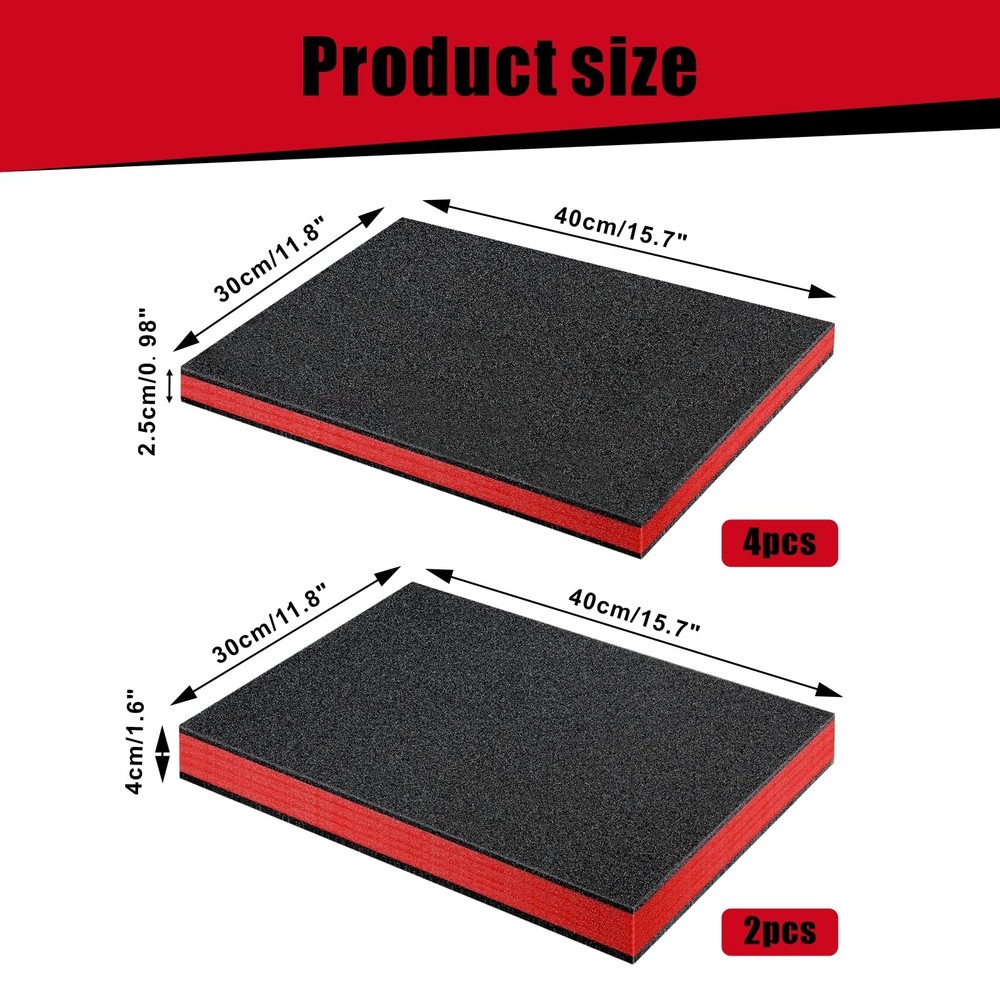 6 Pack Tool Box Foam Inserts, 2 Sizes Polyethylene Foam Sheets for Tool Cases...