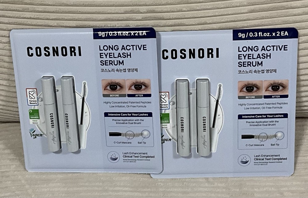 COSNORI Long Active Eyelash Serum, 0.31 fl oz, 2- Double Pack
