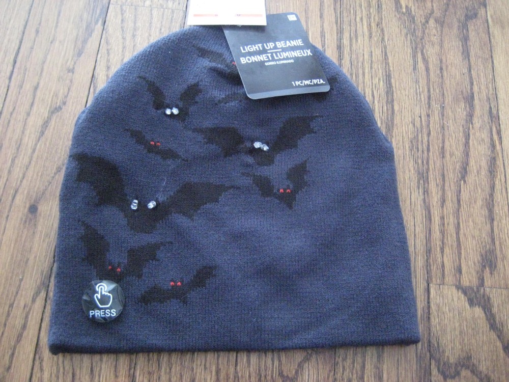 Bat Beanie Hat Lights up and blinks! Halloween Horror