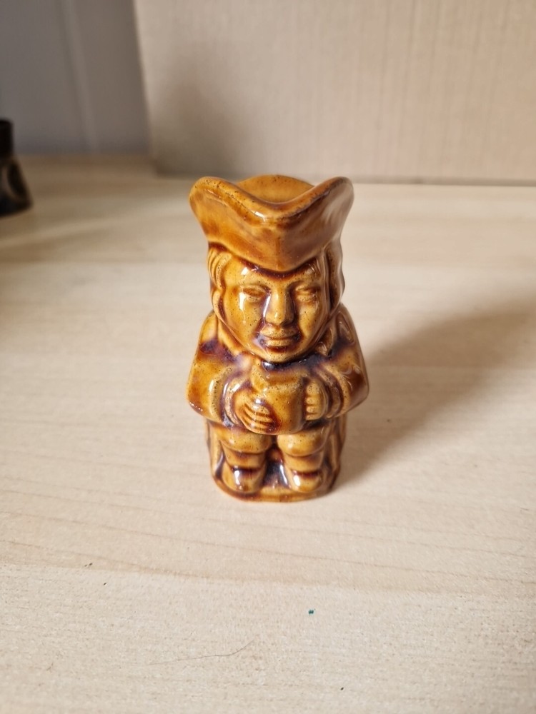 Vintage Brown Ceramic Toby Bottle / Flagon  9cm Tall Empty